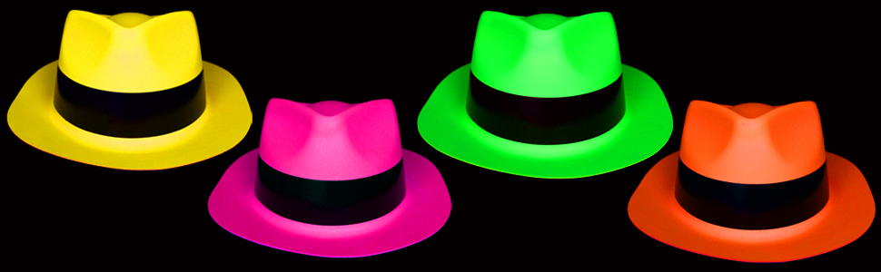 chapeaux fluo, chapeau soirée fluo, accessoire soirée fluo, chapeau de fête flashy, chapeau néon, uv
