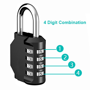 Cadenas à combinaison à 4 chiffres, cadenas à combinaison avec cadran réinitialisable.