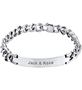 PROSTEEL Bracelet Personnalisable Homme Femme Chaîne Gourmette 21cm/18-23cm avec Plaque Acier Ino...