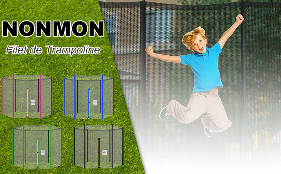 NONMON Filet de Sécurité Remplacement pour Trampoline Ø 244 305 366 397 430 cm Filet de Protection