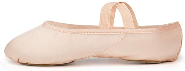 Chaussures de Danse Satin Demi Pointe Pantoufle de Ballet avec Ruban Rose Ballerine pour Enfants et Adulte – Image 5