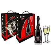 CANTI Asti DOCG Spumante + 2 Verres DeLuxe Vin Doux Petillant Italien 1 Bouteille x 75 cl