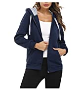 Sykooria Sweat à Capuche Femme Hoodies Zippé à Manche Longue Veste Grande Taille Sport Casual Cla...