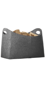 Panier a buches en feutre sac carré souple rangement range granulés bois