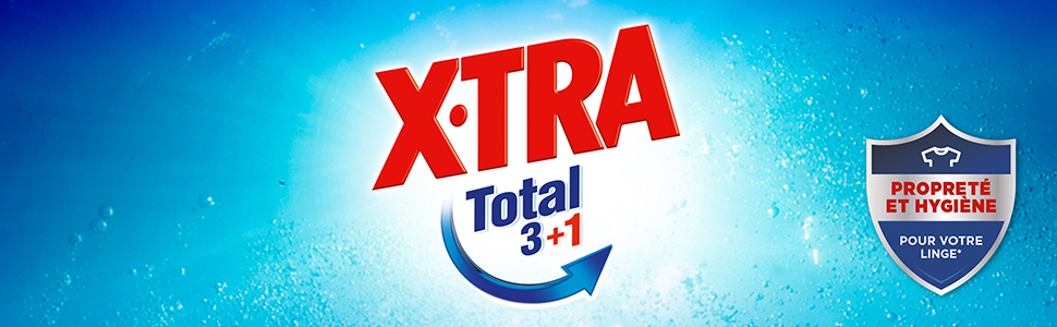 Lessive française, X-TRA, Xtra total, Extra, lessive extra, lessive liquide