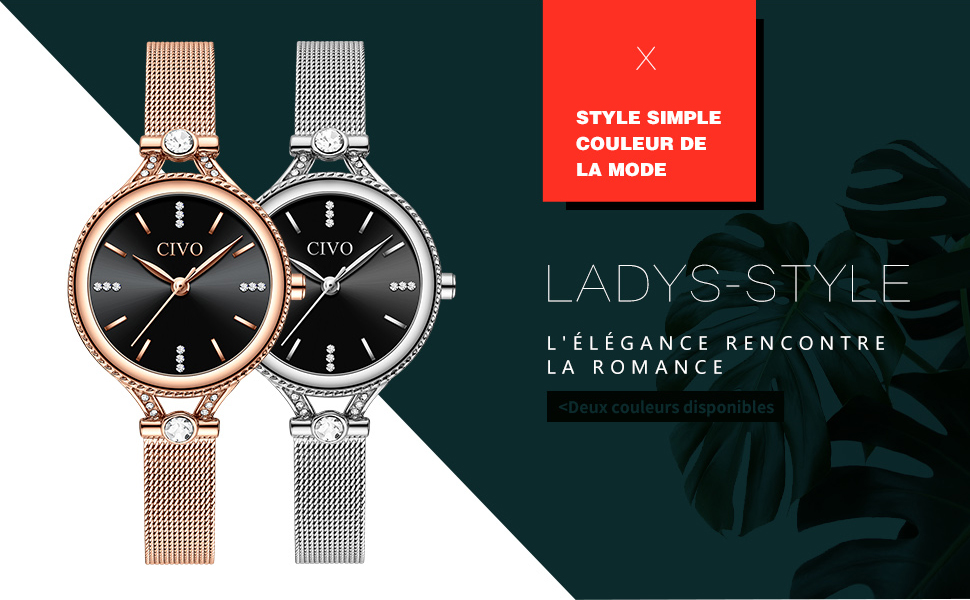 Montres Femme Dames Étanche en Cuir Bande