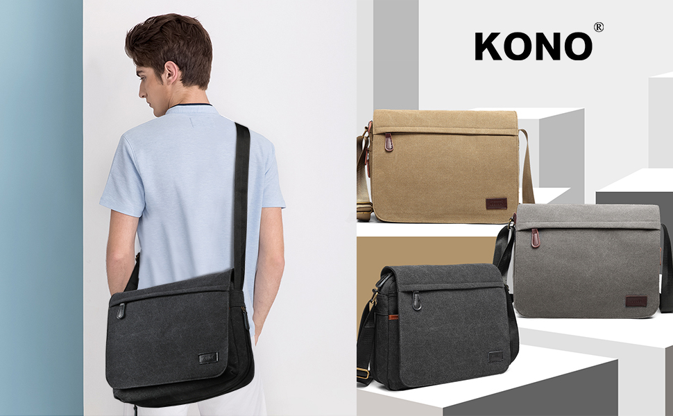 Kono Messager Sac Bandoulière Homme en Toile 