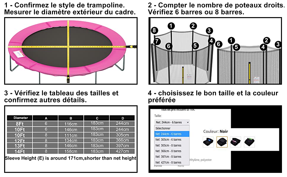 comment obtenir un filet correct de sécurité de remplacement pour trampoline rond