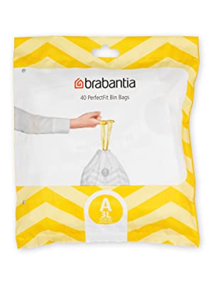 Brabantia bin liners, code A, size A (3L), dispenser pack with 40 bags 