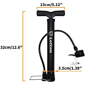 Letton Portable Bike Floor Pump Pompes à Eau de vélo 120PSI à Aiguille réversibles Presta & Schrader