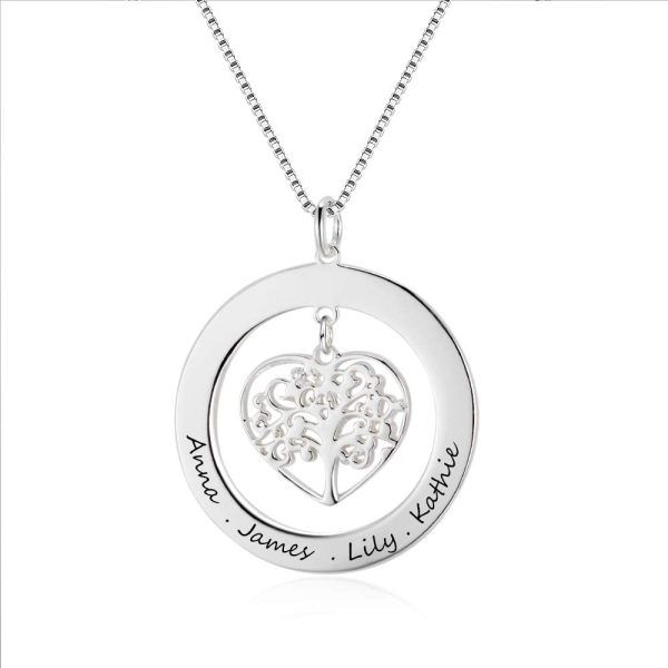 Grand Made Pendentif avec nom personnalisé Collier avec Pendentif Arbre de Vie avec Cadeau gravé pour Grand-mère ou Femme