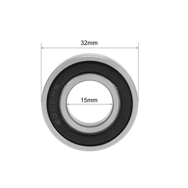 sourcing map 6002-2RS Roulements à Billes à Gorge Profonde Z2 15mm x 32mm x 9mm Double Blindé Acier Carbone 2Pcs – Image 3