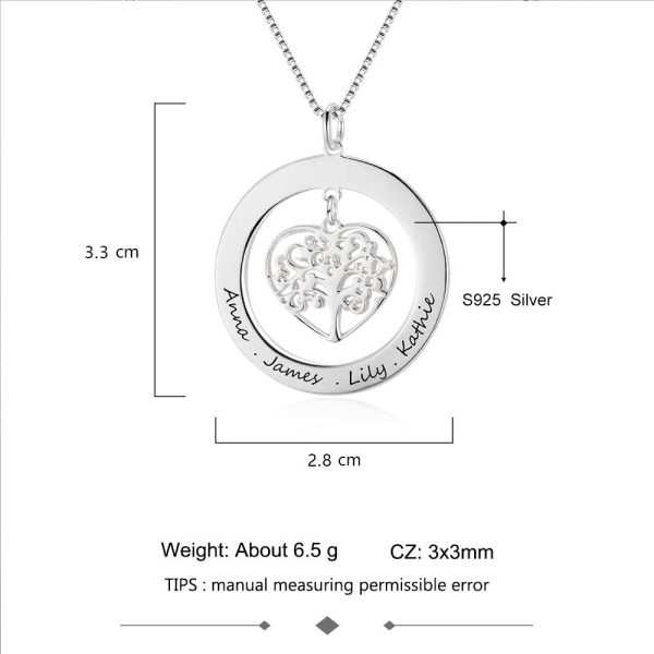 Grand Made Pendentif avec nom personnalisé Collier avec Pendentif Arbre de Vie avec Cadeau gravé pour Grand-mère ou Femme – Image 5