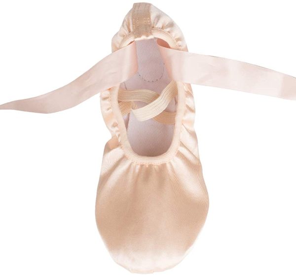 Chaussures de Danse Satin Demi Pointe Pantoufle de Ballet avec Ruban Rose Ballerine pour Enfants et Adulte – Image 6