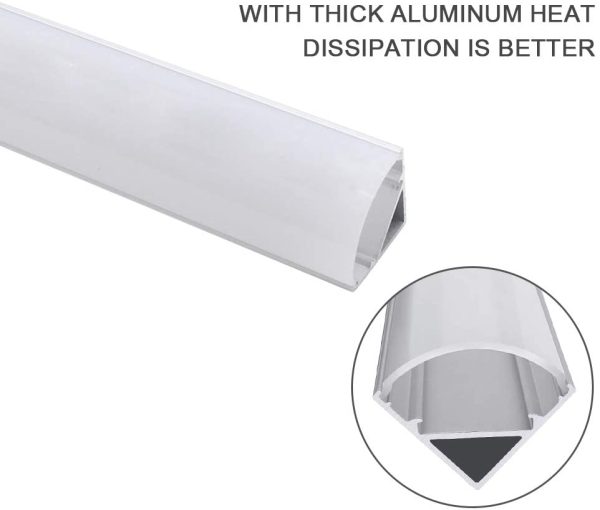 Profilé Aluminium LED,  de 6 x 1 Mètre V- Shape Profilés en aluminium pour LED Bande Lumières Avec Blanc Laiteux Couvercle, Embouts et Clips de Montage en Métal – Image 6