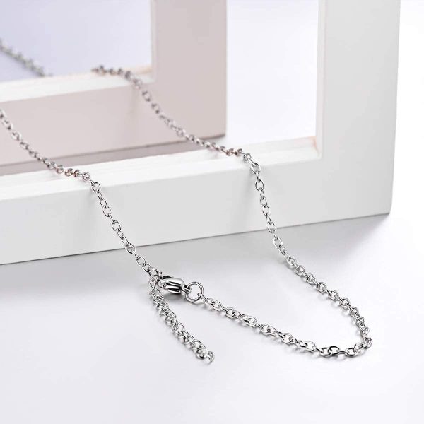 FOCALOOK Chaîne Collier Femme Fine 2mm en Acier INOX/Plaqué Or Jaune/Rose/Noir Rolo Chain Necklace - Longueur 45cm/50cm/55cm/60cm/65cm/70cm/75cm – Image 3