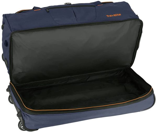 travelite valise trolley à 2 roulettes taille L avec pli d'extension, série de bagages BASICS : sac de voyage à roulettes avec volume supplémentaire, 70 cm, 98 litres (extensible à 119 litres), bleu – Image 2