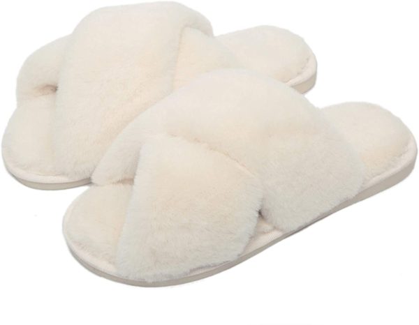 Fadezar Pantoufle Femme Chausson Peluche Chaud Slippers Claquette Fourrure Sandal Bout Ouvert Accueil Chaussures – Image 3