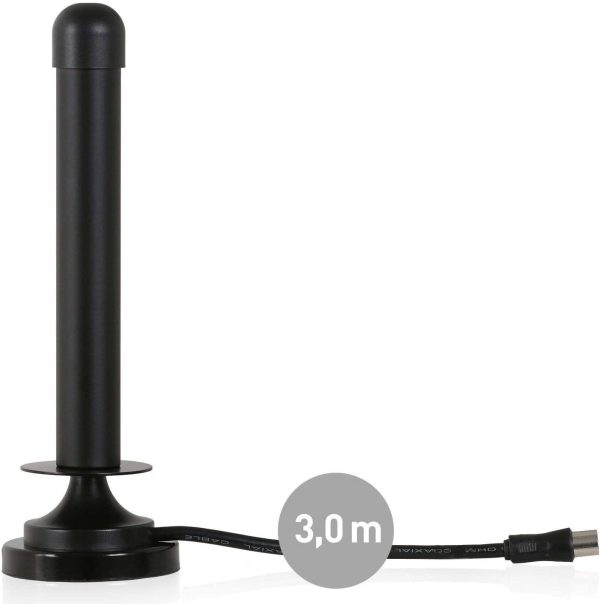 DVBT2 HD/DVBT Digital TV/Radio Antenna for TV/PC - Antenne intérieure Passive à Base magnétique et Haute Puissance de réception (Gain : 6dBi / Longueur de câble : 300 cm) Noir – Image 6