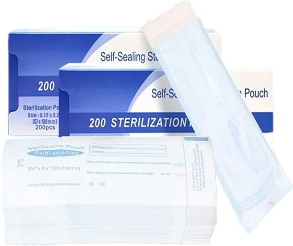 Pochette de Stérilisation, Sac Auto-Scellant pour Sachet de Stérilisation 200pcs Cachetage Rapide et Efficace 130 x 57mm/5.12 x 2.24inch – Image 9