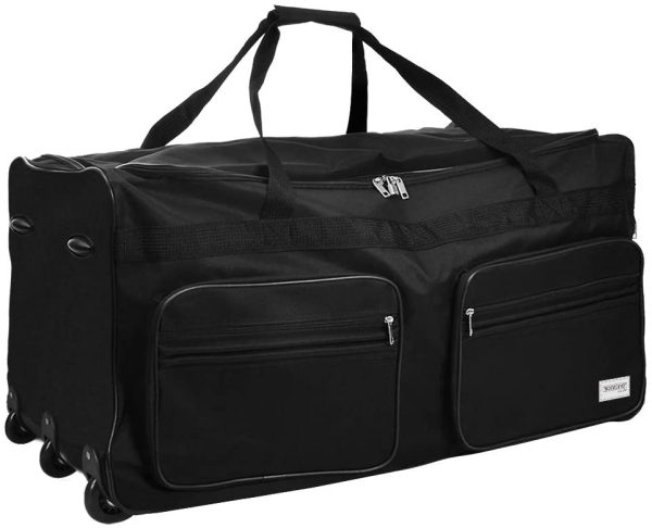 Deuba Sac De Voyage XXL Noir à roulettes Trolley 160L Sac de Sport poignée télescopique 3 Roues – Image 3