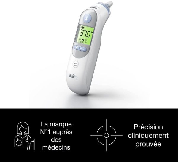 Braun Thermomètre Auriculaire ThermoScan 7 Âge Précision, Silencieux, Affichage de Température à Code Couleur, Fièvre, Hygiénique, Rapide, Précision Clinique, Facile à Utiliser, Bébé, IRT6520 – Image 5