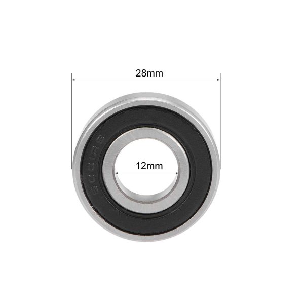 sourcing map 6001-2RS Roulements à Billes à Gorge Profonde Z2 12mm x 28mm x 8mm Double Blindé Acier Carbone 2Pcs