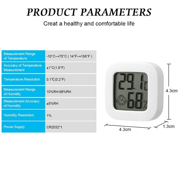 Flintronic Thermomètre Hygrometre Interieur, 2PCS Mini Thermomètre Hygromètre Intérieur Digital à Haute Précisio,Thermomètre Précis et Hygromètre pour La maison,Le bureau,Les Reptiles,La Pépinière – Image 3