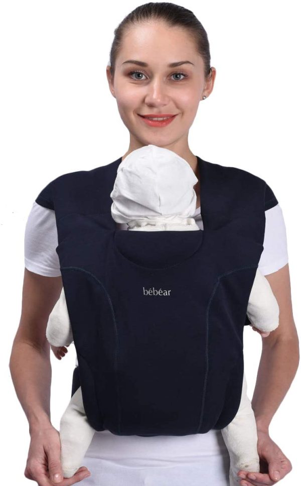 Bebamour Porte-bébé pour nouveau-né Embrace Porte-bébé pour nouveau-né de 3,2 à 11,3 kg, 100 % coton (noir citron) – Image 2