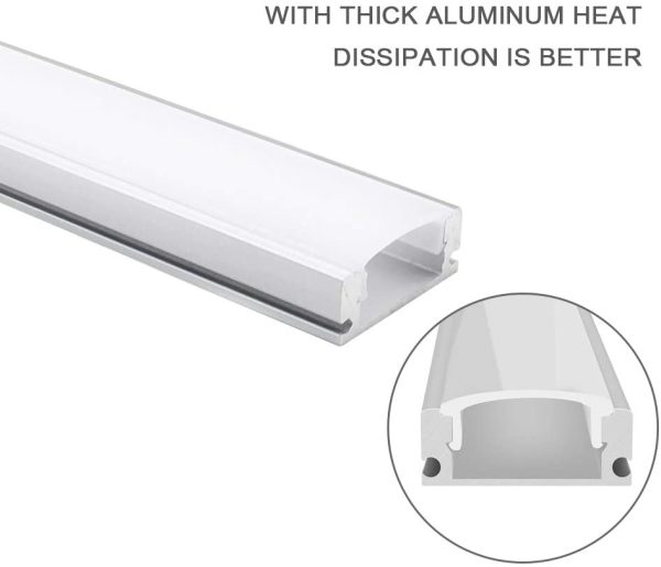 Profilé Aluminium LED de 6 x 1 Mètre U- Shape Profilés en aluminium pour LED Bande Lumières Avec Blanc Laiteux Couvercle, Embouts et Clips de Montage en Métal – Image 7