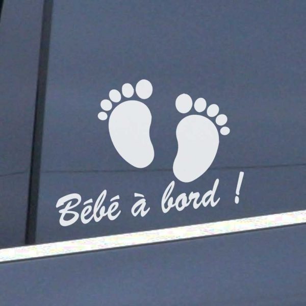 Sticker bébé à bord autocollant de 20 x 5 cm avec petits pieds de bébé – Image 2