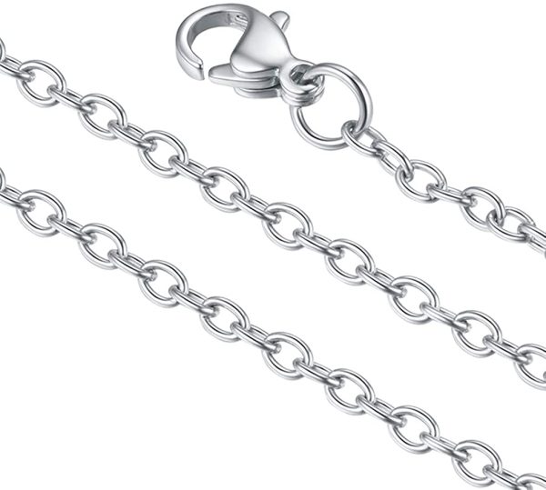 FaithHeart Chaîne Acier Inoxydable 2mm Maille Forçat pour Pendentif, Chaînette de Collier Ton Argent/Or/Noir/Or Rose Taille Réglable 45/-50/-55/-60/-65/-70/-75+5 cm,Bijoux Chaînes Mixte Femme Homme – Image 3