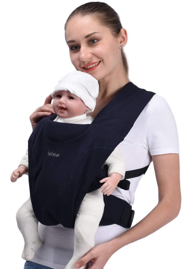 Bebamour Porte-bébé pour nouveau-né Embrace Porte-bébé pour nouveau-né de 3,2 à 11,3 kg, 100 % coton (noir citron) – Image 4