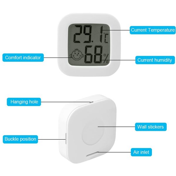 Flintronic Thermomètre Hygrometre Interieur, 2PCS Mini Thermomètre Hygromètre Intérieur Digital à Haute Précisio,Thermomètre Précis et Hygromètre pour La maison,Le bureau,Les Reptiles,La Pépinière