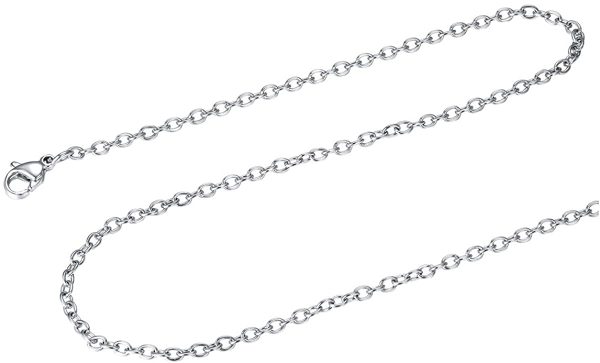 FOCALOOK Chaîne Collier Femme Fine 2mm en Acier INOX/Plaqué Or Jaune/Rose/Noir Rolo Chain Necklace - Longueur 45cm/50cm/55cm/60cm/65cm/70cm/75cm – Image 2