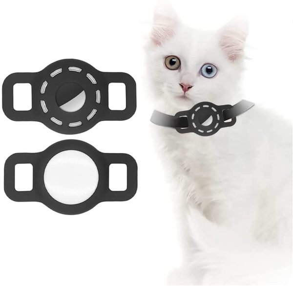 Étui en Silicone Airtag pour Collier pour Animaux de Compagnie avec Film Protecteur HD Haute Transparence, étui de Recherche GPS Portable réglable pour Collier de Chien Chat 2 pièces (2-Noir) – Image 5