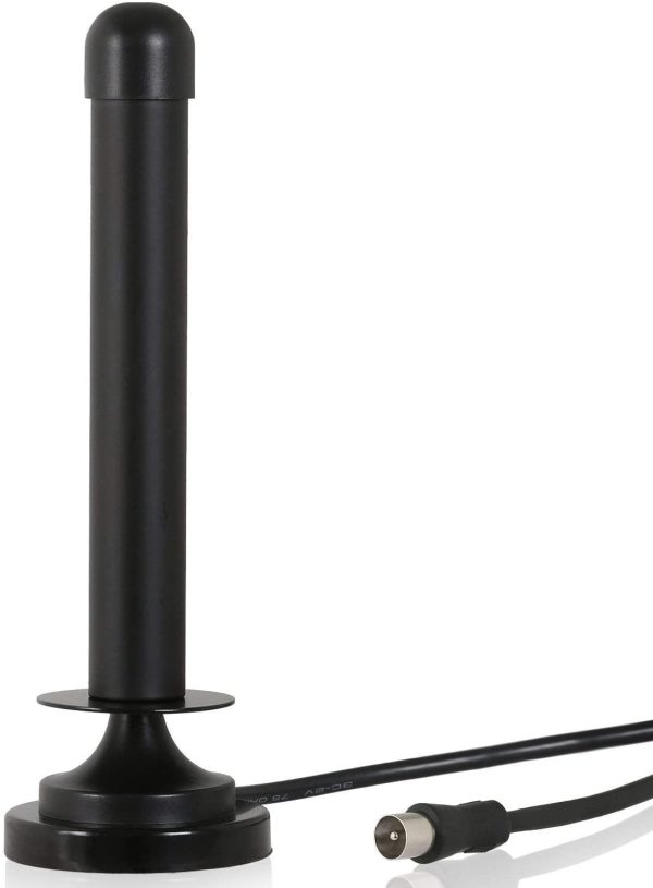 DVBT2 HD/DVBT Digital TV/Radio Antenna for TV/PC - Antenne intérieure Passive à Base magnétique et Haute Puissance de réception (Gain : 6dBi / Longueur de câble : 300 cm) Noir