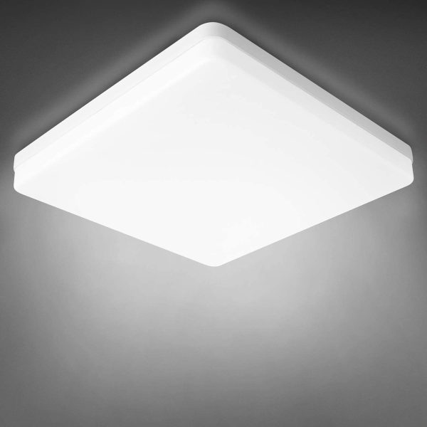 Plafonnier LED 20W Étanche IP56 2400LM Blanc Froid 6500K Carré Lumières de Salle de Bain Lampe de Plafond pour Extérieur, Salle de Bain, Bureau, Balcon, Garage 20 * 20 * 4CM – Image 9