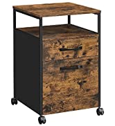 VASAGLE Caisson de Bureau 2 tiroirs, Placard de Rangement Mobile, avec roulettes, Emplacement Ouv...