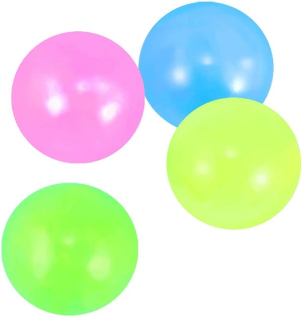 FOHYLOY 4 pièces de Jeu de Capture de Balle Collante, Boules collantes Globbles, Boule Murale Collante Fluorescente, Boules Anti-Stress, pour lanxiété, Le TDAH et lautisme (45mm)