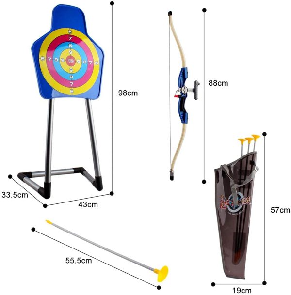 deAO Ensemble de tir à l'arc pour Enfants avec Un Arc, des flèches, Un carquois et Un Support pour Cible Inclus - Grand Jeu de Jardin en Plein air – Image 4