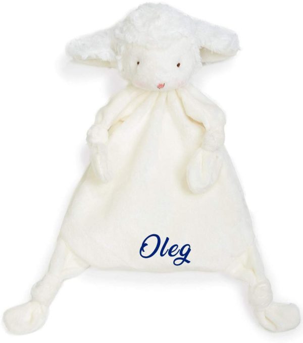 Doudou personnalisé au prénom de bébé brodé lapin mouton – Image 3