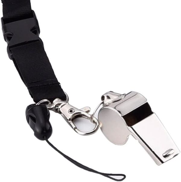 Sifflet de Sécurité Sifflet de Sport Metal Sifflet Cordon de Sifflet avec Détachable Boucle Lanière – Image 3