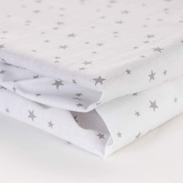 Lot de 2 draps-Housse+ alèse 50x83 imperméable Oeko TEX 00% Coton Compatible Berceau cododo Next2me, Lullago, Safety First (Etoiles Gris/Blanc)