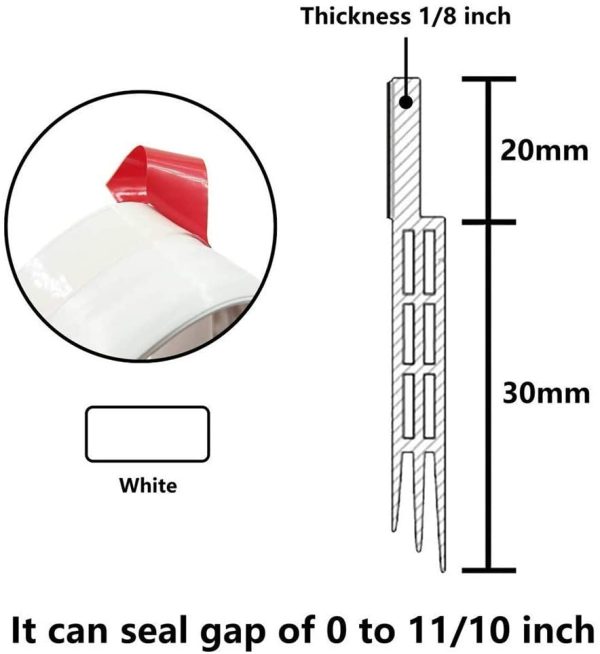 Calfeutrer Bas de Porte, 100 x 5cm Bas de Porte Adhési, Souple Silicone Isolant Phonique Thermique Bande d'étanchéité Anti Bruit Poussière Stop à l'air Froid Anti Souris Fourmi Cafard Insectes – Image 2