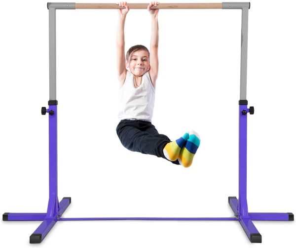 Costway Barre Gymnastique en Acier Hauteur Réglable de 91 à 150CM Capacité de poids100KG pour Ecole, Maison, Jardin Diamètre 4CM – Image 8