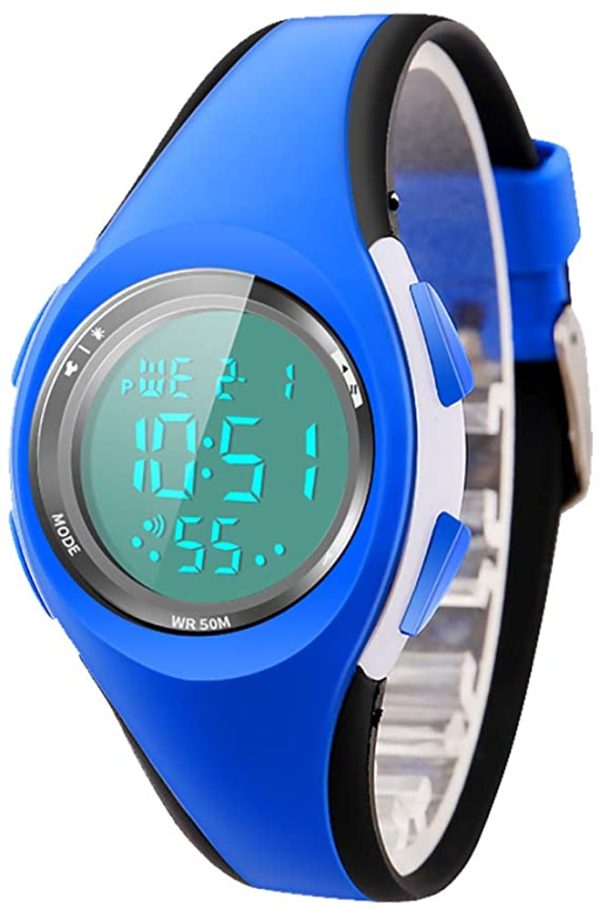 Montre Enfant Garon Fille Adolescent Digitale Outdoor Sport Multifonction tanche LED Lumire Alarme Calendrier Date avec Bande Montre (Blue) – Image 2