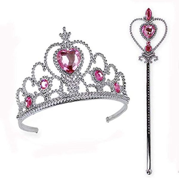 Princesse Tiara Crown, Diadème Couronne Princesse, Pour la Fête D'anniversaire des Petites Filles et le Jeu D'imitation D'Halloween (Rose Rouge) – Image 4