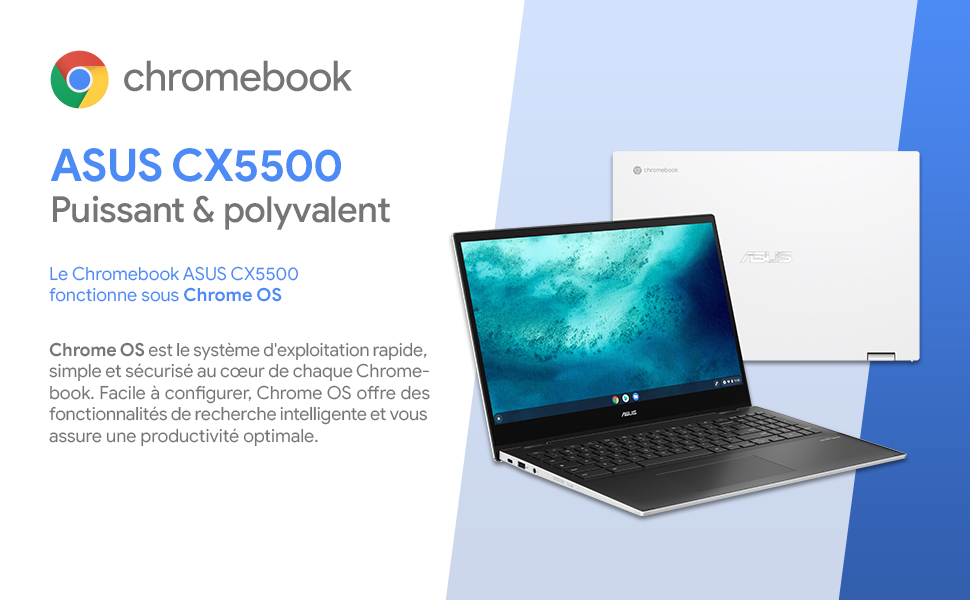 Chrome OS est le système d'exploitation rapide, simple et sécurisé au cœur de chaque Chromebook.