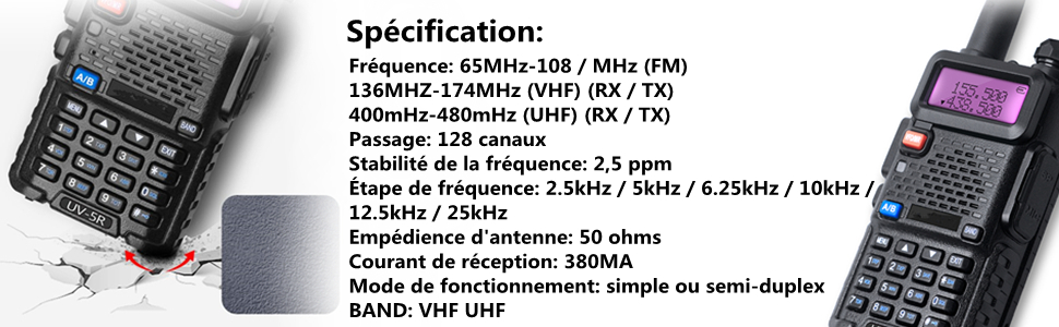 Portable VHF UHF Dual Band LCD Display Emetteur-récepteur Radio Talkie-walkie